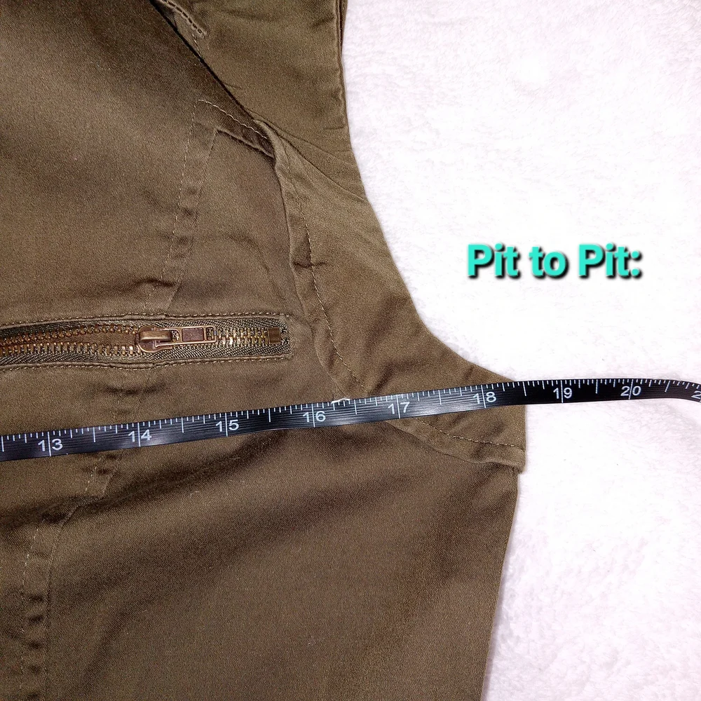 Boston Proper Olive Utility Shirt Dress Military Sleeveless Sz 10 Punk Goth EUC - Picture 7 of 11